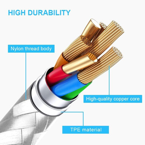 DB naylon örgülü hızlı şarj kablosu iPhone Android cep telefonları yazıcılar için 3A hızlı şarj 2A veri transferi IOS için Optimal - Product Image 2