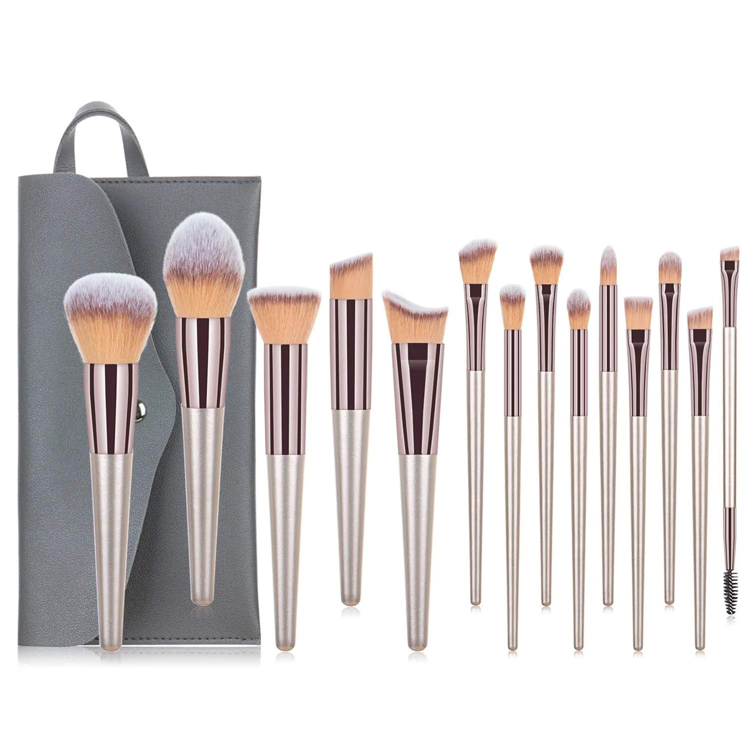10pcs/14pcs Champagne gold makeup brushes set for cosmetic foundation powder eye shadow kabuki make up brush beauty tool