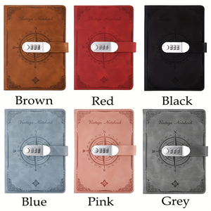 A5 Nhật ký da với chủ đề may & nhiệt ràng buộc Retro mật khẩu khóa trường sử dụng 200 trang OEM/ODM thương hiệu - Product Image 3