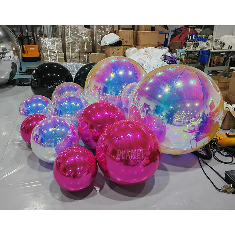 Offre Spéciale coloré PVC miroir ballon 100cm brillant miroir boules gonflable miroir sphère boule pour la décoration