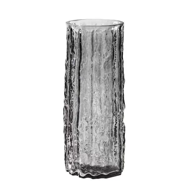 Vase Cylindre en Verre Cristal Clair de Décoration Moderne pour Mariage Vase en Verre Irrégulier de Style Luxe Vente en Gros