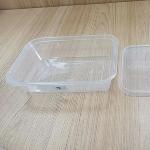 透明聚丙烯一次性塑料食品容器包装托盘带盖防漏矩形聚丙烯防漏包装盒 - Product Image 1