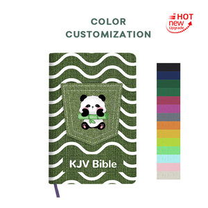 Customized Design High Quality UV Logo Large Size Scriptural Denim Fabric Grey Card Cover King James Version Study Bible - Product Image 2