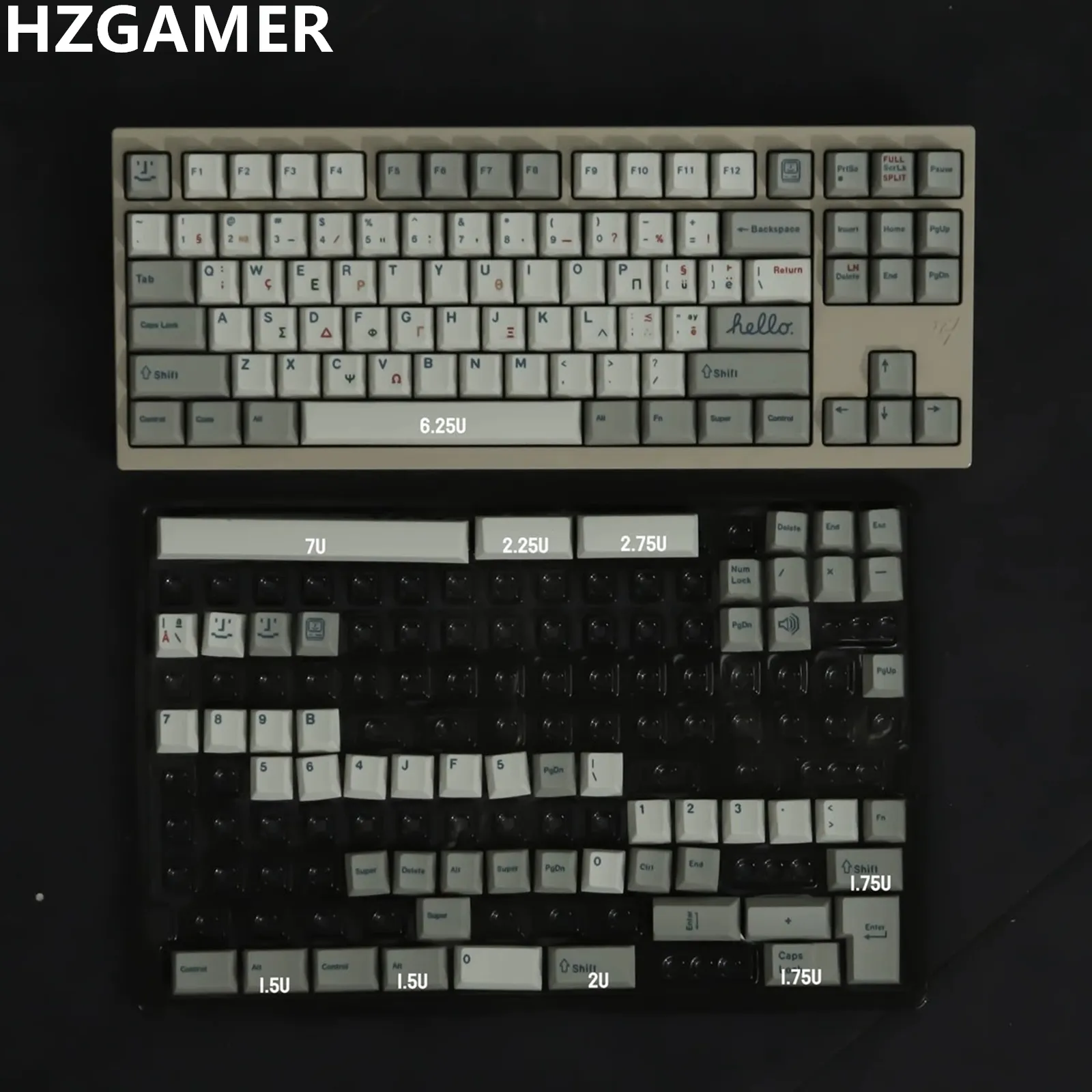 HZGAMER 142キーカスタムPBTキーキャップ、CHERRYプロファイルヴィンテージギリシャキーキャップ