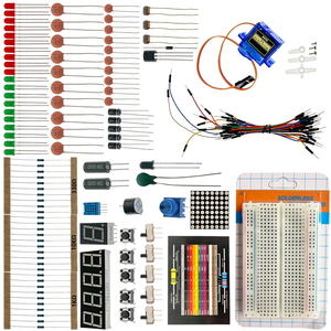 Kit surtido de resistencias electrónicas DIY, kit electrónico de componentes de cables de puente de placa de pruebas, para Aprendizaje de programación - Product Image 1