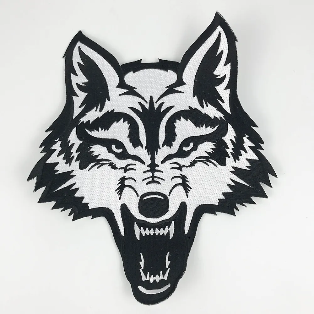 Grand Badge de loup personnalisé, broderie de haute qualité, Badge de mode pour vêtements, 50 pièces