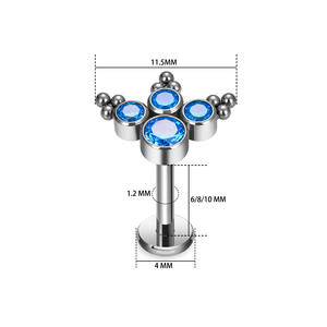 G23 ASTM F136 titanyum 16G iç iplik gökyüzü mavi markiz <span class=keywords><strong>CZ</strong></span> kakma burun damızlık kulak kıkırdak sarmal Labret vücut Piercing takı