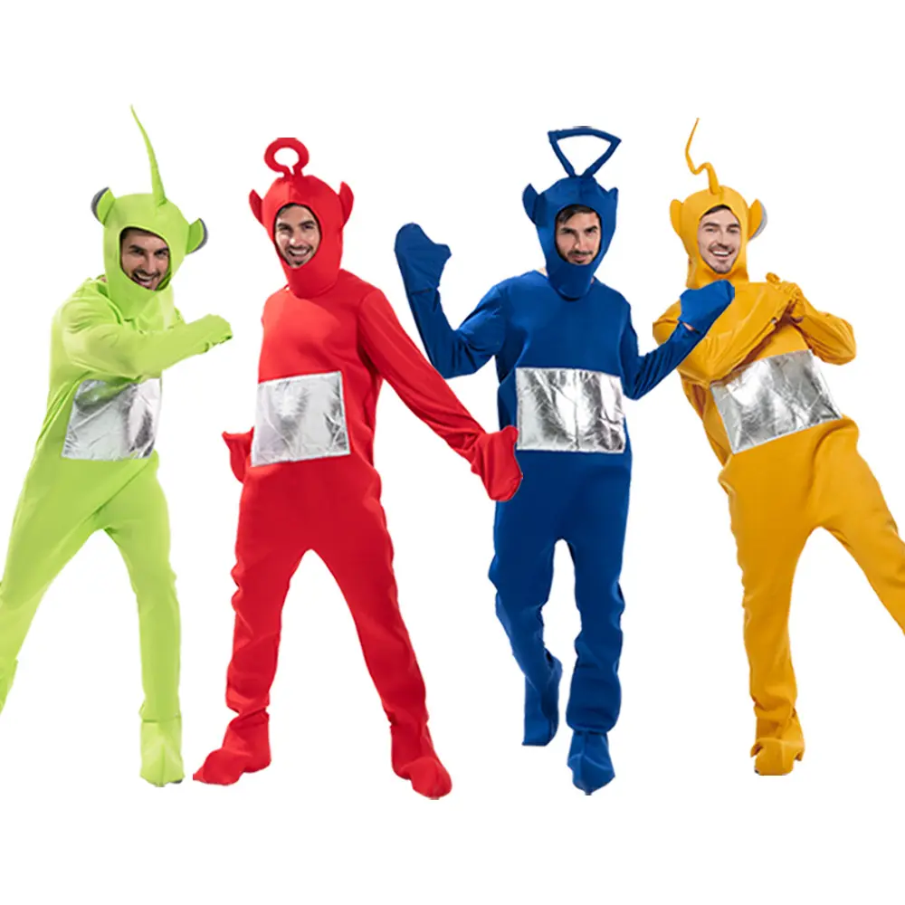 Erwachsene Cosplay Bodysuit Teletubbies Jumps uit Kostüm Halloween Karneval Eltern-Kind Party Outfits