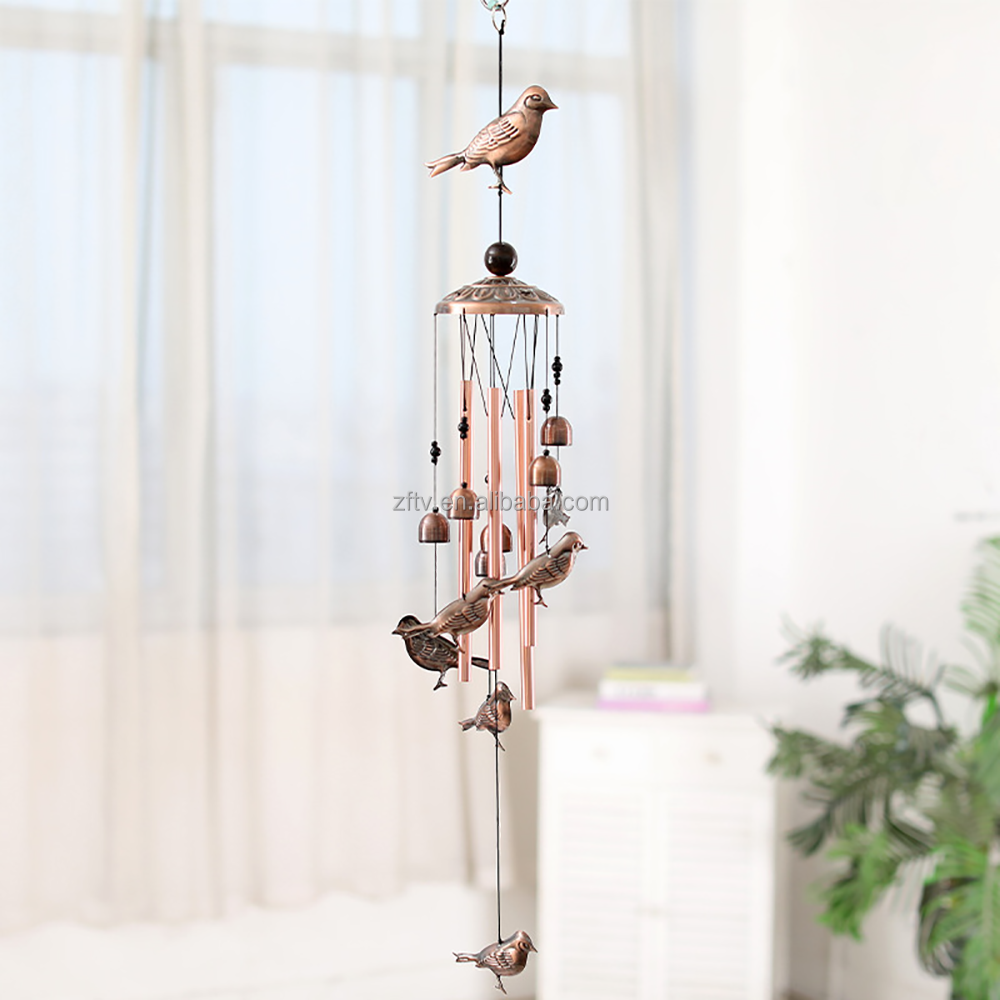 Carillon de vent oiseau fer Vintage