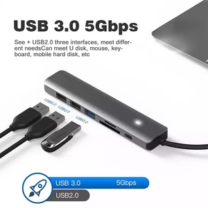 7 in 1 USB tip C Hub ile 4K HDTV RJ45 USB OTG kart okuyucu rj45 Hub Ethernet adaptörü USB C Hub - Product Image 3