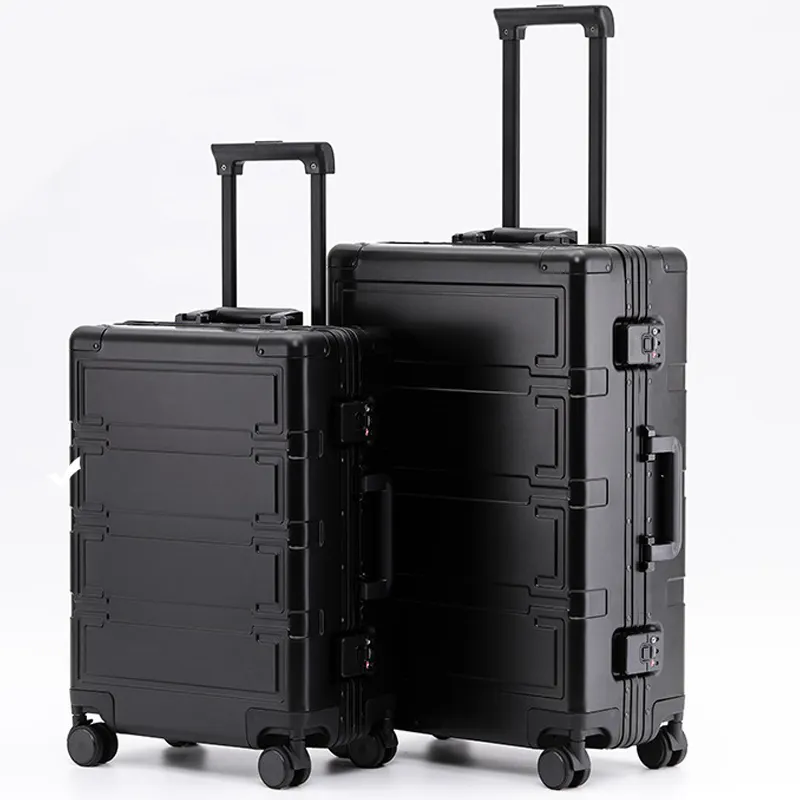 Bagaglio di alta qualità in alluminio di grande capacità in alluminio dimensioni 28 bagaglio a mano trolley valigia in alluminio