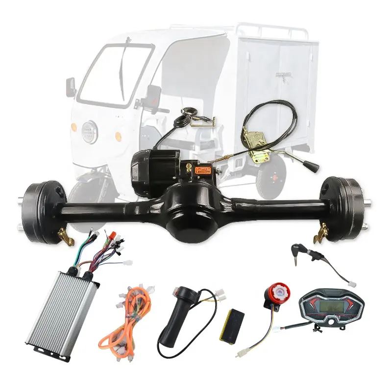 Arbre de transmission Shift essieu arrière 1300W moteur brushless Tricycle électrique véhicule Transmission Changement de vitesse arrière Frein à tambour essieu arrière