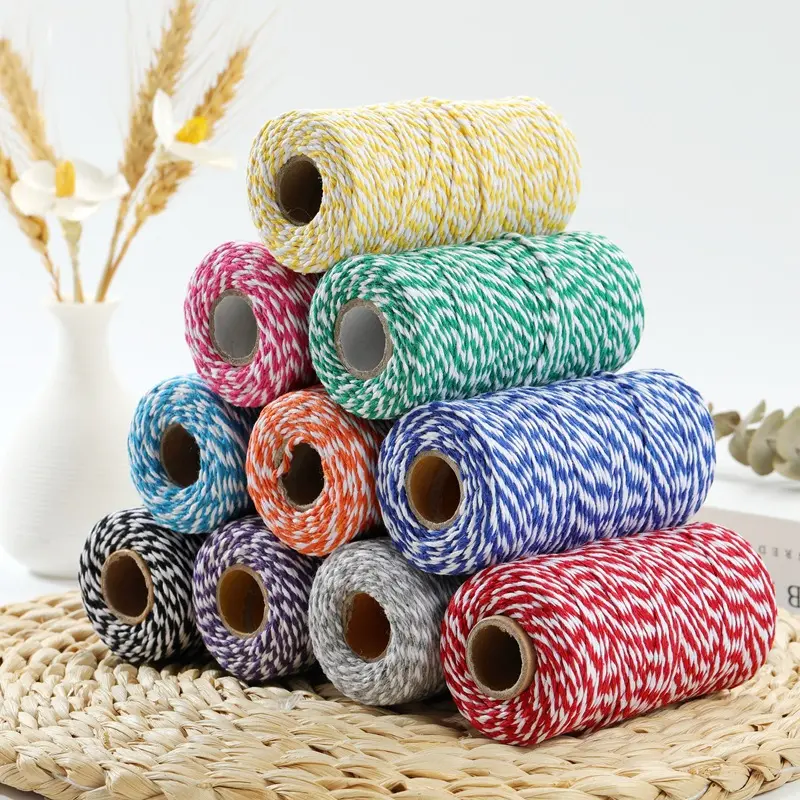 Cuerda trenzada a juego de doble color, 2mm, 3mm, 4mm, 5mm, hilo de algodón tejido a mano, cuerda Diy, cuerda de macramé reciclada