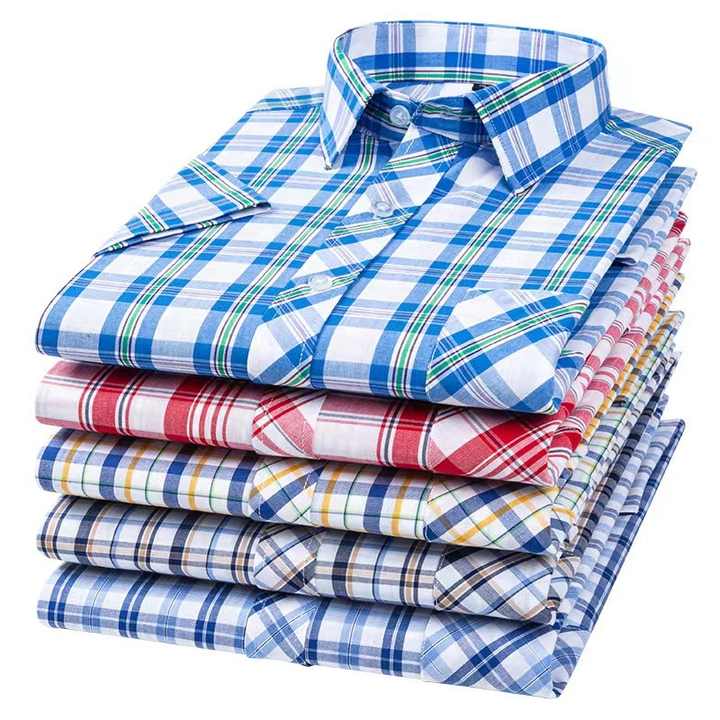 Camicia casual di grandi dimensioni all'ingrosso stile inglese con collo alto polo camicia a quadri a manica lunga camicia da uomo