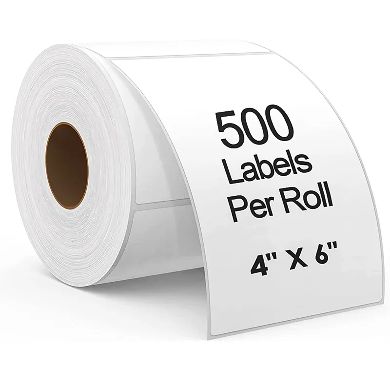 Etiqueta de papel adesivo premium, bom preço, 4 ''x 6'', 500 etiquetas/rolo, adesivo térmico prata