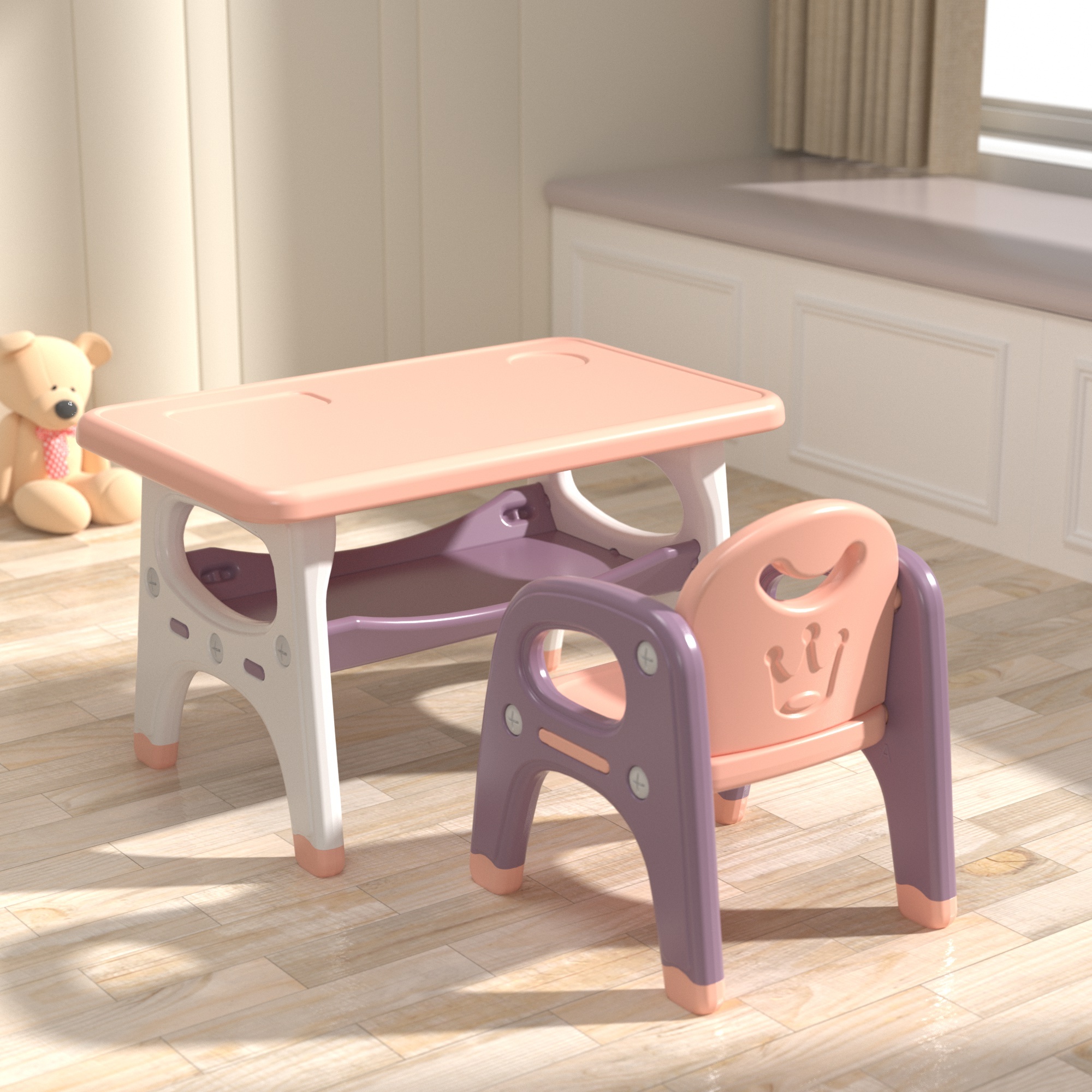 Silla+mesa rosa