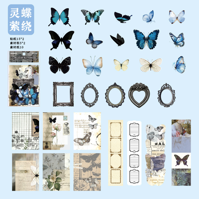 Un papillon féerique en spirale bleu