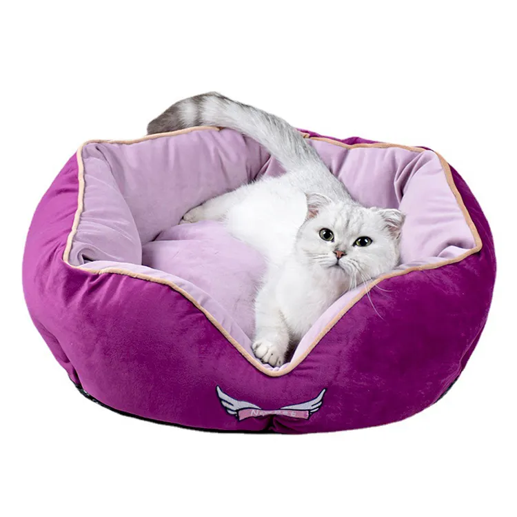 Toptan sakinleştirici su geçirmez kedi yatak peluş donut kedi dinlenme bellek köpük ortopedik rahat pet yatak