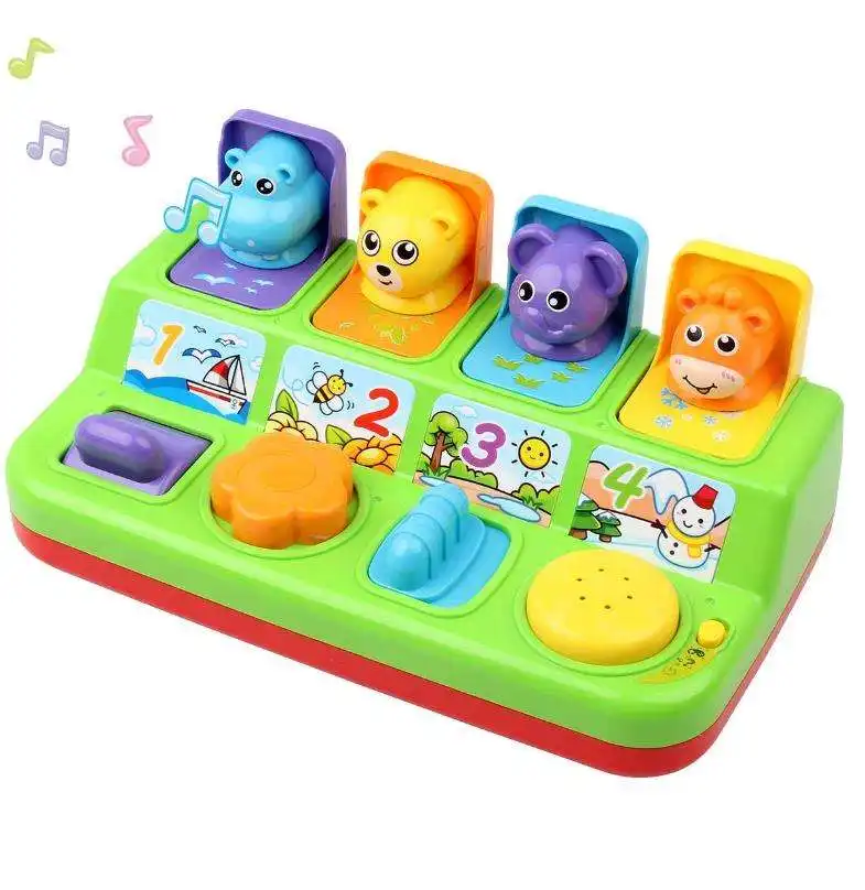 תינוק מונטסורי צעצועי Pop Up חיות צעצוע עם אור ומוסיקה בעלי החיים צליל מוקפץ פעילות צעצועים
