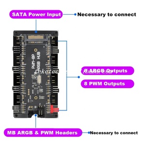 PWM ARGB8ポート12V4ピンファンおよび5V3ピンAURAワイヤレス赤外線リモコンLEDコントローラーハブ - Product Image 5