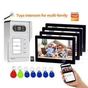 4 ערכות פעמון דלת וידאו אלחוטי לבית, מצלמת אינפרא אדום חיצונית חוטית, מסך <span class=keywords><strong>7</strong></span> אינץ', מערכת אינטרקום וידאו, תומכת בפתיחה באמצעות זיהוי - Product Image 1