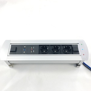 Aleación de aluminio 220V 250V 16A Motorizado oculto girado Alemania abatible hacia arriba enchufe de escritorio con cargador USB y caja de cable de datos - Product Image 2