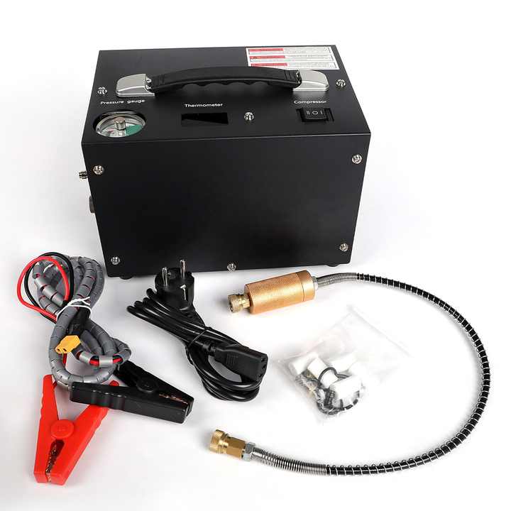 PCP Air Compressor with Built-in Power Adapter Auto-shutoff Oil &Water-Free 4500Psi/30Mpa Air Gun and Paintball Compressor Pump