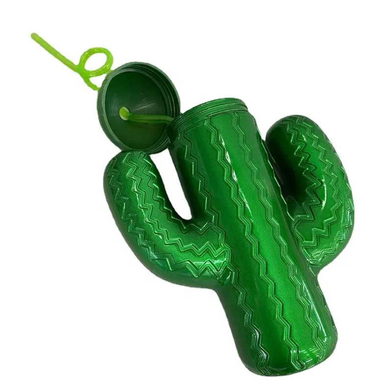 Einzigartiger Kaktus becher Charakter Niedliche Plastik becher mit Strohhalm