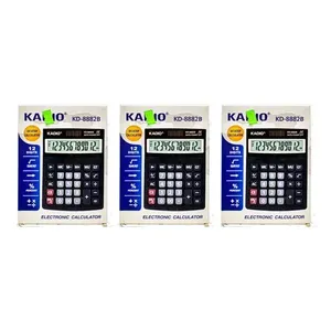เครื่องคิดเลขอิเล็กทรอนิกส์12หลักแพ็ค3 Kd8882b kadio สีดำ - Product Image 1