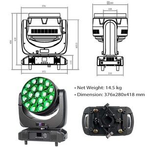 Большой глаз 19x40 Вт Lyre Wash Beam RGBW 4 в 1 DMX 512 светодиодный зум-фара с подвижным фар с кольцевым управлением - Product Image 4
