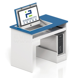 Modernes Design Klappbarer hölzerner Klapptisch Schul labor möbel Computer tisch für zwei Schüler mit Tastatur ablage - Product Image 4