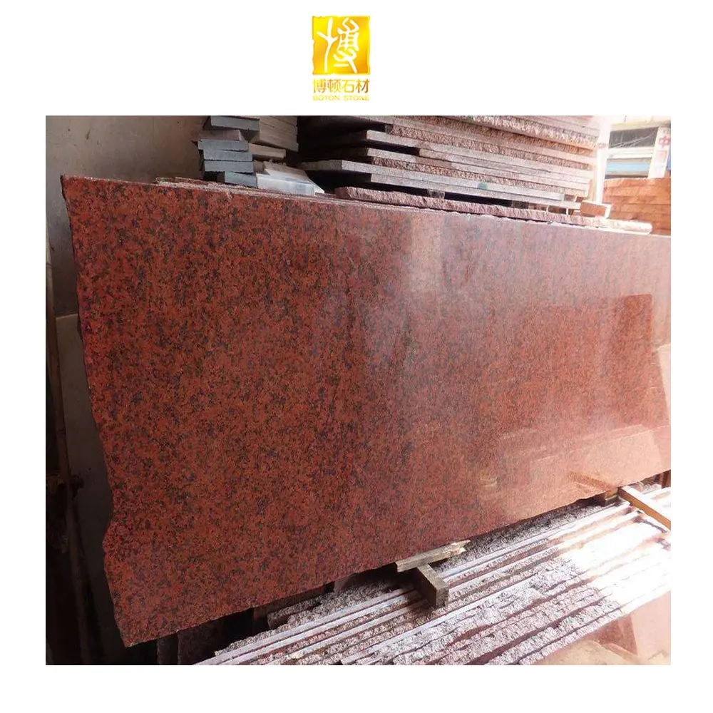 Piano della cucina rosso lucido in pietra naturale bellissimo pavimento in piastrelle di granito dell'appartamento di Design del modello della lastra dell'india meridionale