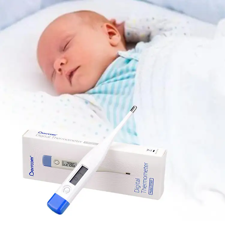 Die Temperatur des medizinischen klinischen Fiebers misst genau die elektrischen digitalen Thermometer des Babys mit Sonde