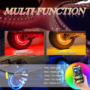 15.5&quot; Illuminated LED Wheel Rings 4pcs One Kit Rim Light KIT RGB APP Controlled LED Wheel Light for Car