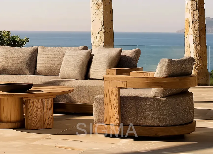 Ensemble de meubles de patio d'extérieur en teck Ensemble de canapés modulaires d'extérieur en bois de teck de luxe Canapés de jardin modernes