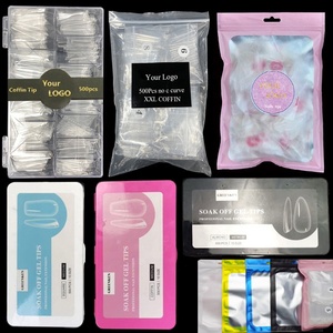 ปลายเล็บทรงสี่เหลี่ยมเรียว500ชิ้น/กล่องไม่มี C ปลายเล็บฝรั่งเศสแบบโค้งยาว XXL ชัดเจนฝาปิดครึ่ง3XL โลงศพติดฉลากส่วนตัว - Product Image 6