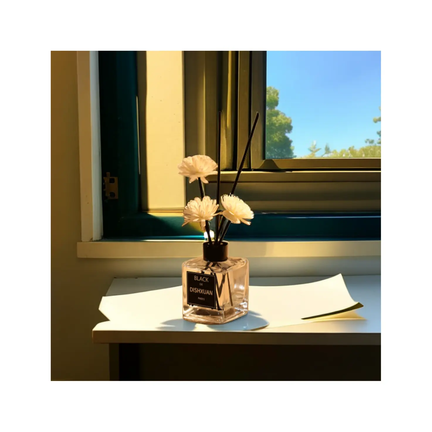 R SENSE تصميم رائحة العطر منتشر القب مجموعة صندوق زيت فريد من نوعه زهرة وردية زجاج الوقت مادة الصويا الوزن رف الشمع