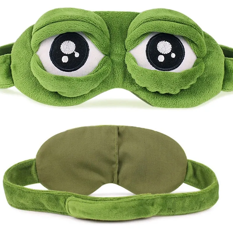 Engraçado Criativo Pepe o Sapo Triste Sapo 3D Olho Máscara Capa Cartoon Soft Plush Dormir Bonito Festa Snap Crianças Animal Máscara Verde