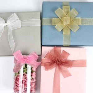 定制纯色透明雪纺粉色真丝欧拉带结婚礼品花束包装