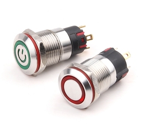 Interruttore a pulsante a testa piatta da 12MM 110-220V impermeabile momentaneo con luce a LED rossa con Design in metallo auto-Reset - Product Image 3