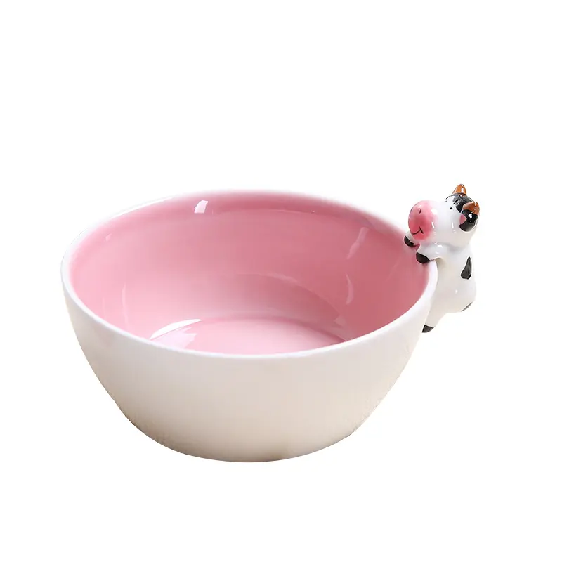 Colorful creativo del fumetto di ceramica da tavola rosa cena unico di insalata ciotola di riso zuppa di noodle superficie liscia