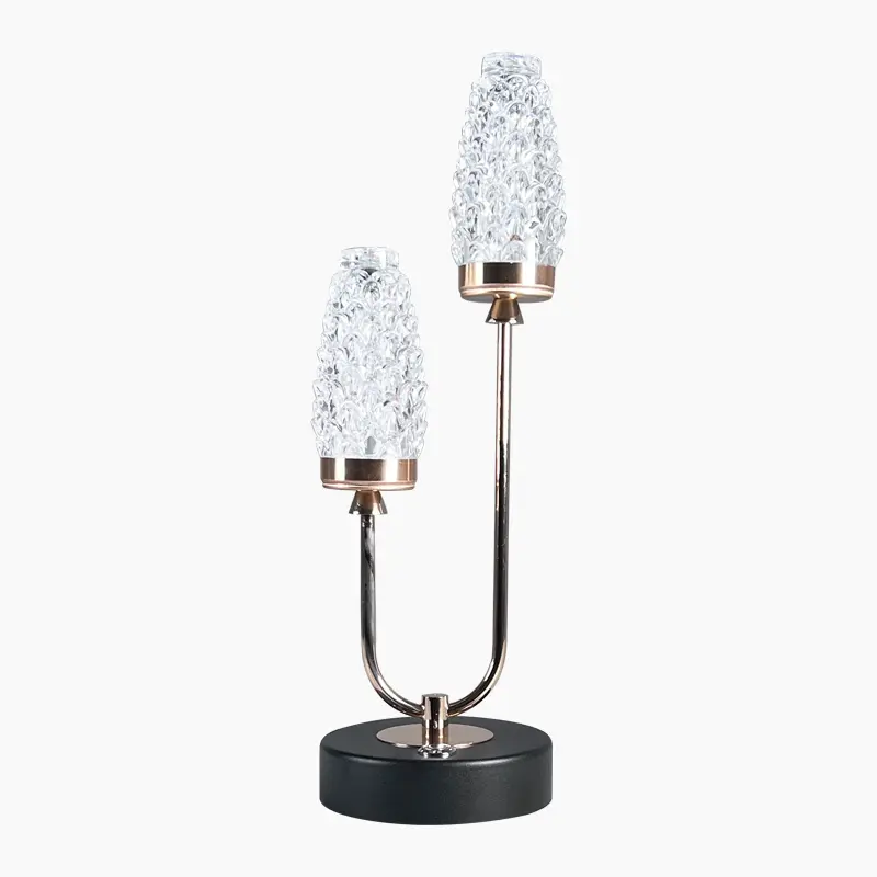 Lampu meja dekoratif restoran, lampu kristal Led dapat diisi ulang sentuh malam