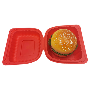 一次性微波塑料处理翻盖红色容器食品储存豆饼包装盒 - Product Image 1