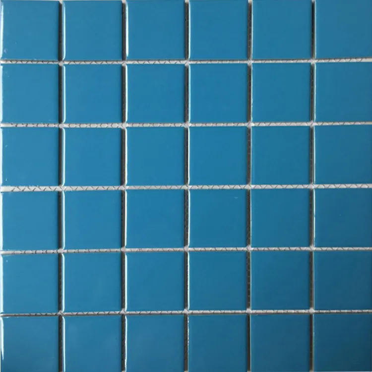 Mattonelle di mosaico in ceramica in porcellana smaltata in vetro classico moderno blu scuro per bordo del pavimento della piscina e mosaici
