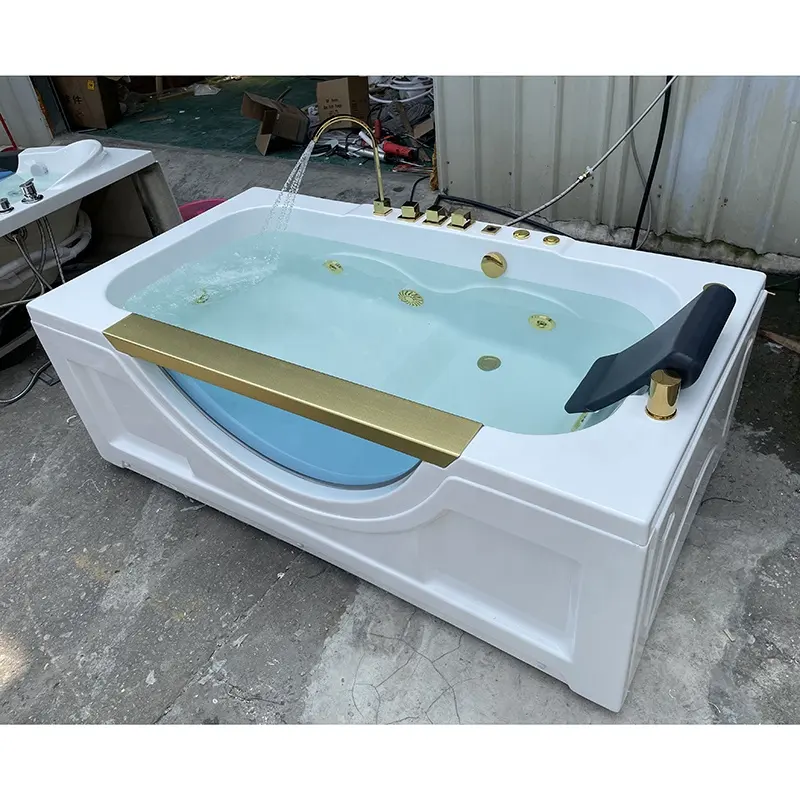 Bathroom White Acrylic Bubble Soaking Rectangular Bath Tub Spa Air Massage Bathtub Whirlpools