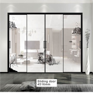 Tấm Tường kính liền mạch nhà cửa trượt đường lái xe nhôm mỏng cửa jamb phù hợp nội thất phòng ngủ thiết lập sang trọng tinh thể thủy tinh - Product Image 1