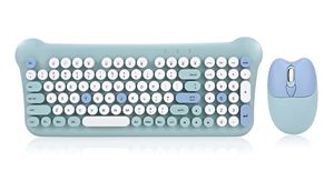 Venta al por mayor teclas redondas lindo 2,4 GHz BT teclado inalámbrico conjunto de ratón teclado inalámbrico y ratón combinado para ordenador PC - Product Image 6