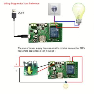 EWeLinkスマートリモコンWifiワイヤレススイッチモジュール1CHDC 12V 32V AC220VインチングセルフロックWIFI受信10Aリレー - Product Image 5