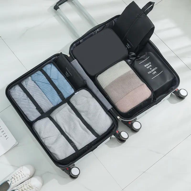 7 In 1 Travel Luggage Organizer Bag Clothes Suitcase Kit Underwear Socks Shoes Storage Luggage Packing Cubes