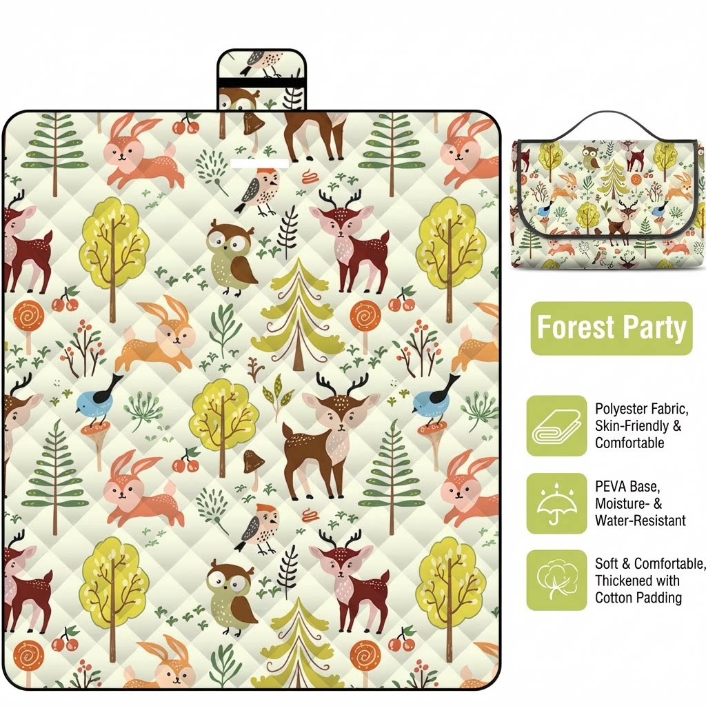 Jungle party ultrasonic picnic mat